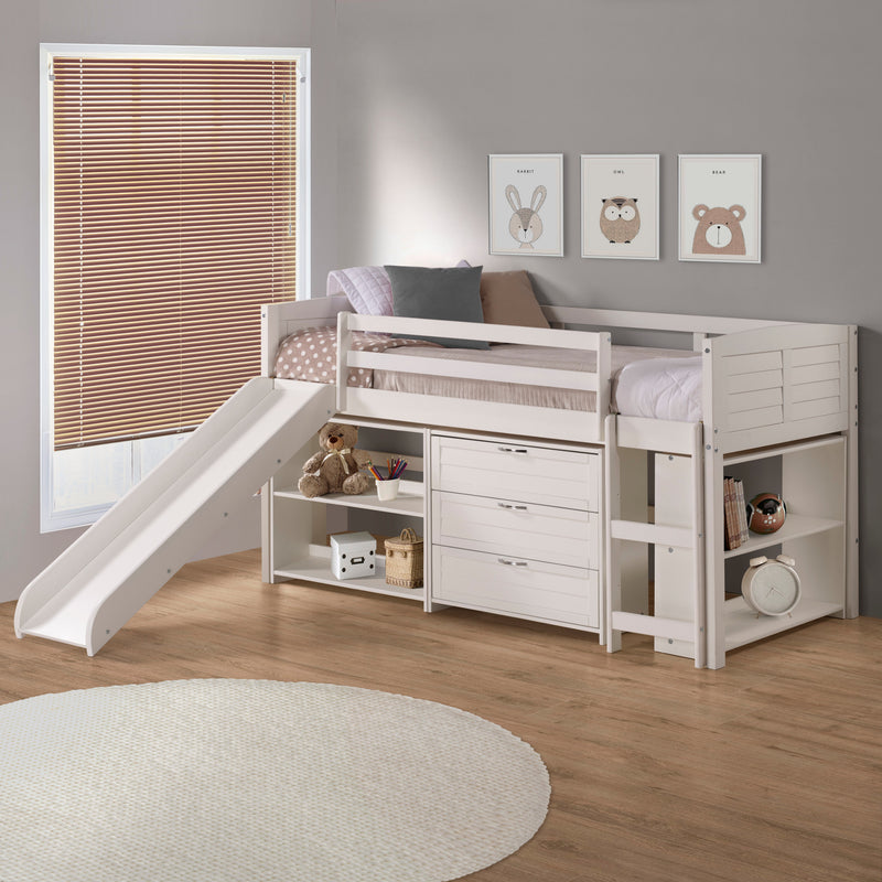 Louver Modular Low Loft Bed with Slide - Group B