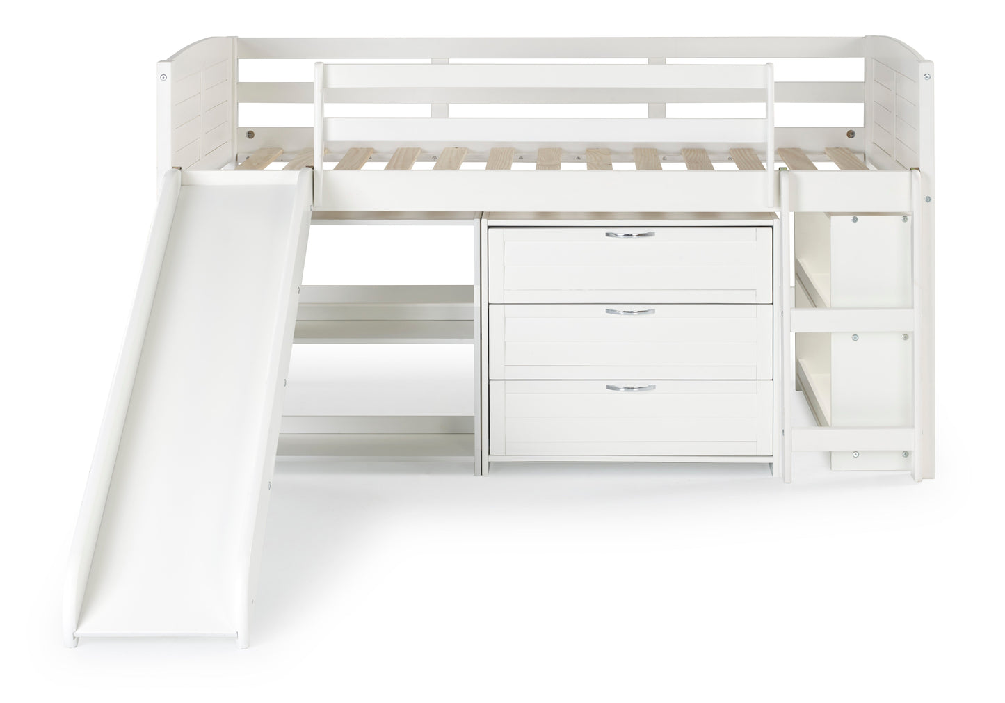 Louver Modular Low Loft Bed with Slide - Group B