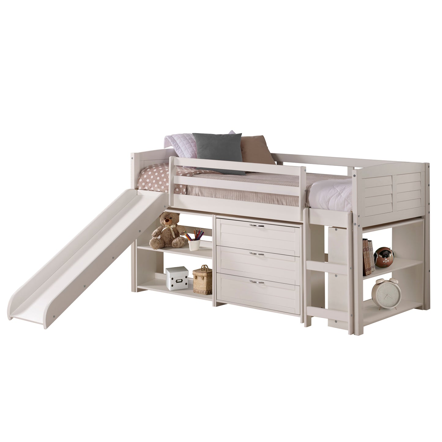 Louver Modular Low Loft Bed with Slide - Group B