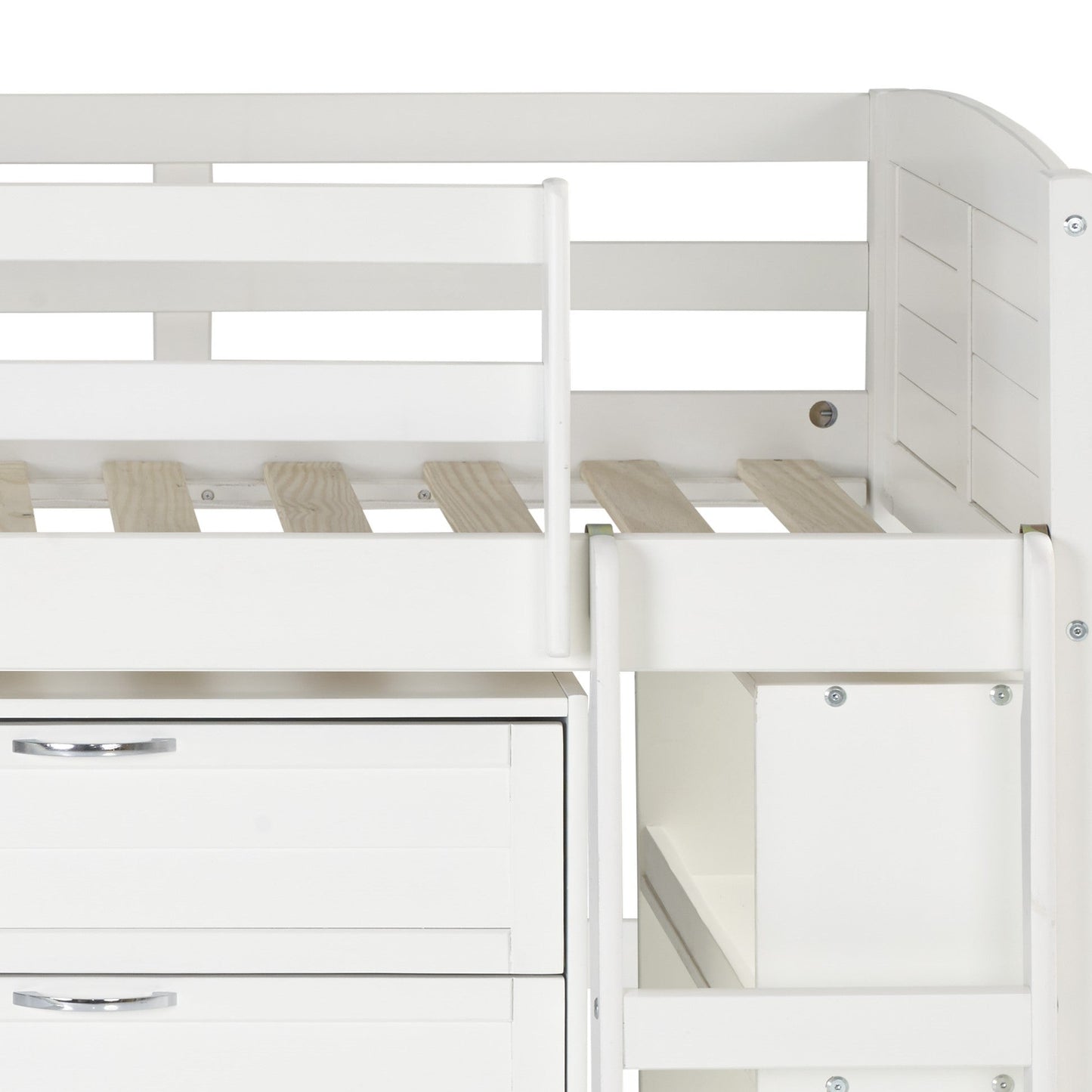 Louver Modular Low Loft Bed with Slide - Group C