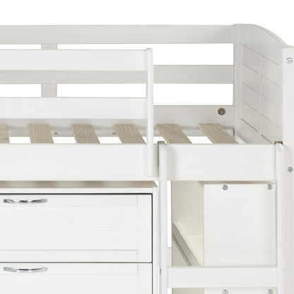 Louver Modular Low Loft Bed with Slide - Group C