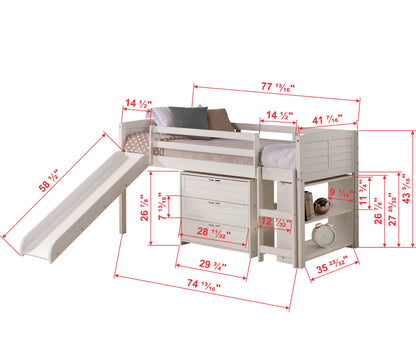 Louver Modular Low Loft Bed with Slide - Group C