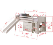 Louver Modular Low Loft Bed with Slide - Group C
