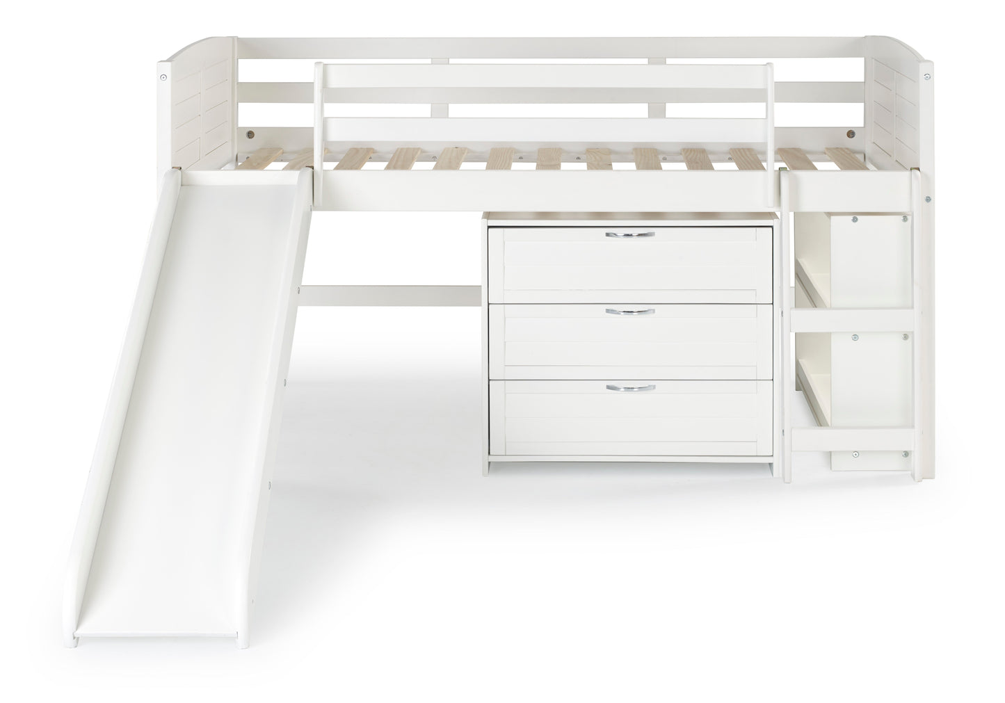 Louver Modular Low Loft Bed with Slide - Group C