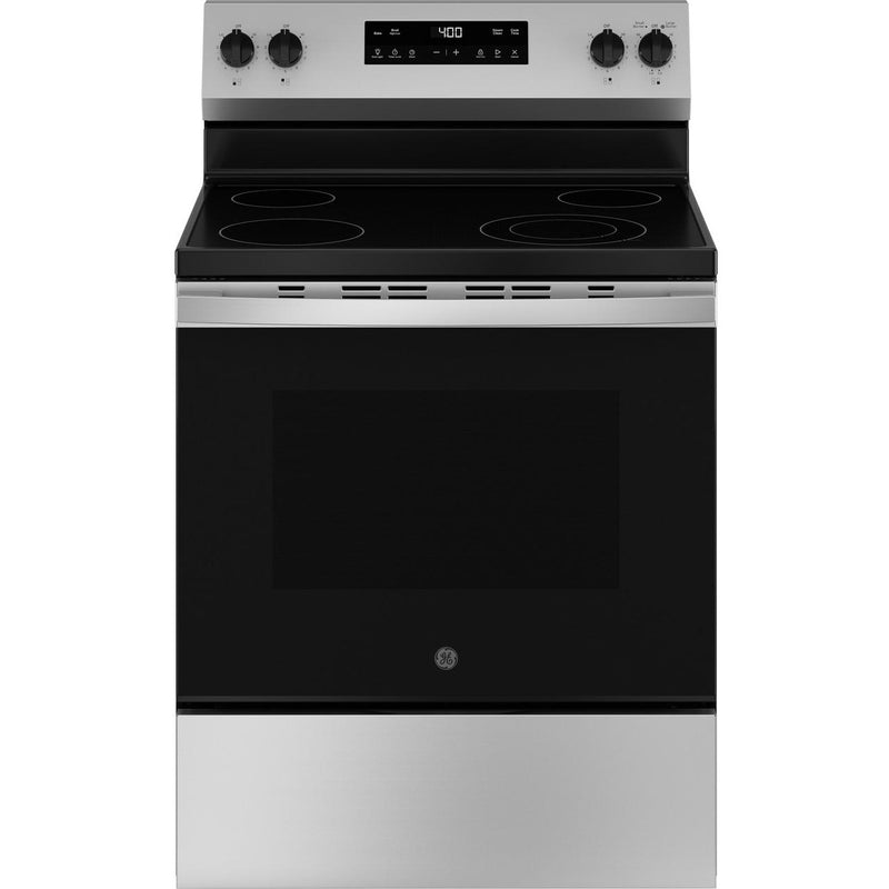GE 30-inch Freestanding Electric Range with Steam Clean GRF400SVSS