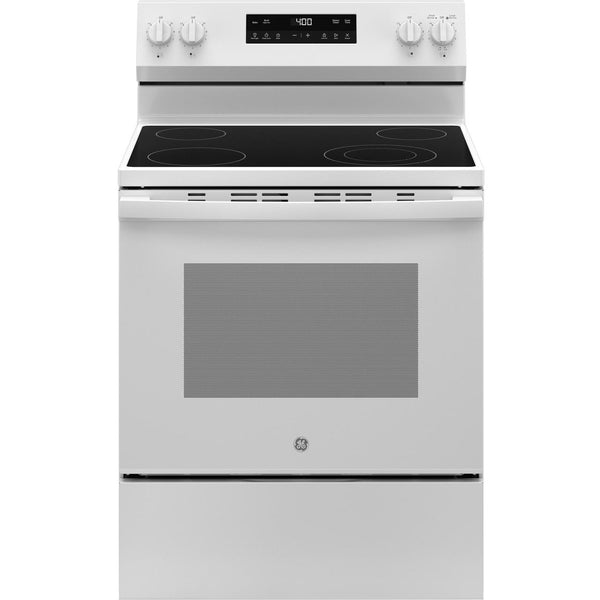 GE 30-inch Freestanding Electric Range with Steam Clean GRF400SVWW