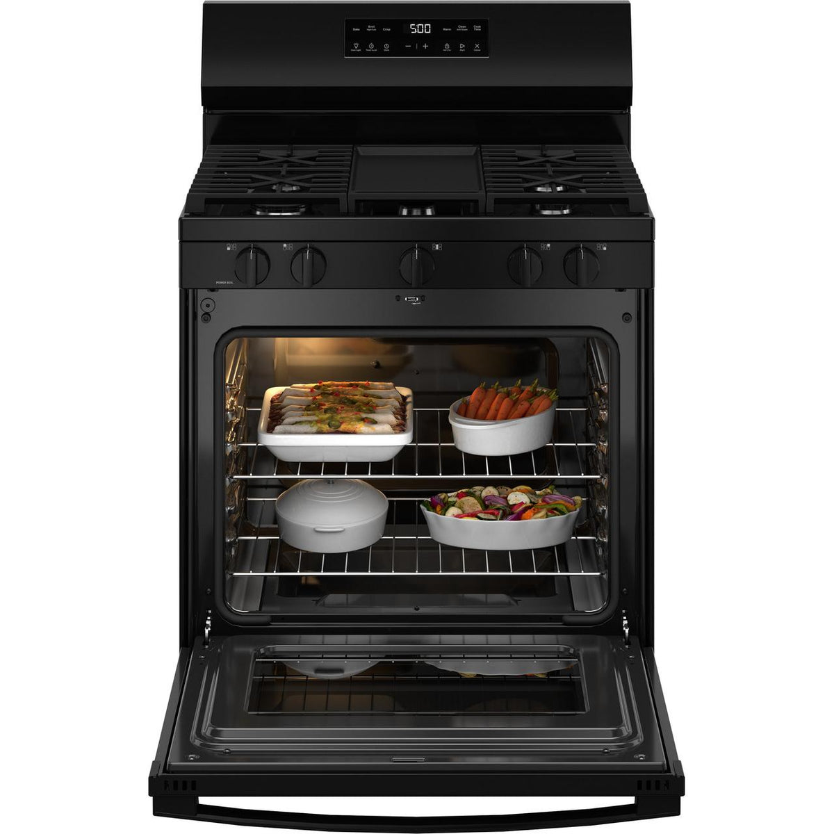  GE 30-inch Freestanding Gas Range with Center Oval Burner GGF500PVBB IMAGE 2