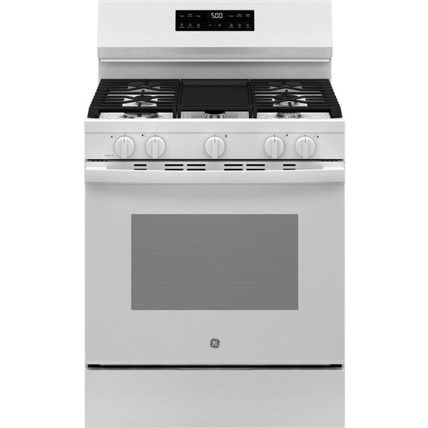GE 30-inch Freestanding Gas Range with Center Oval Burner GGF500PVWW