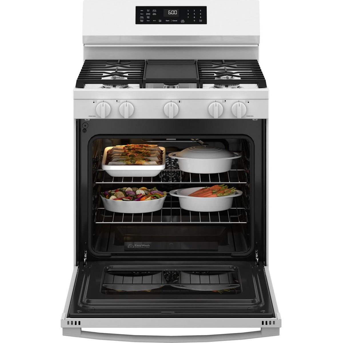  GE 30-inch Freestanding Gas Range with Convection Technology GGF600AVWW IMAGE 2