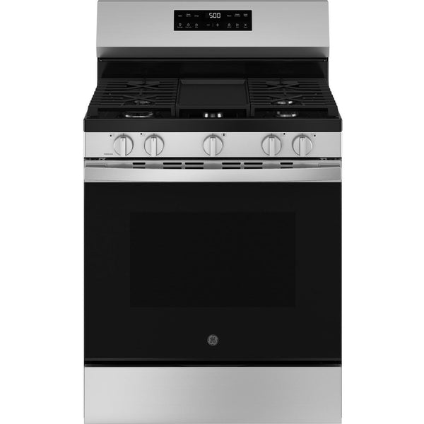 GE 30-inch Freestanding Gas Range with Center Oval Burner GGF500PVSS