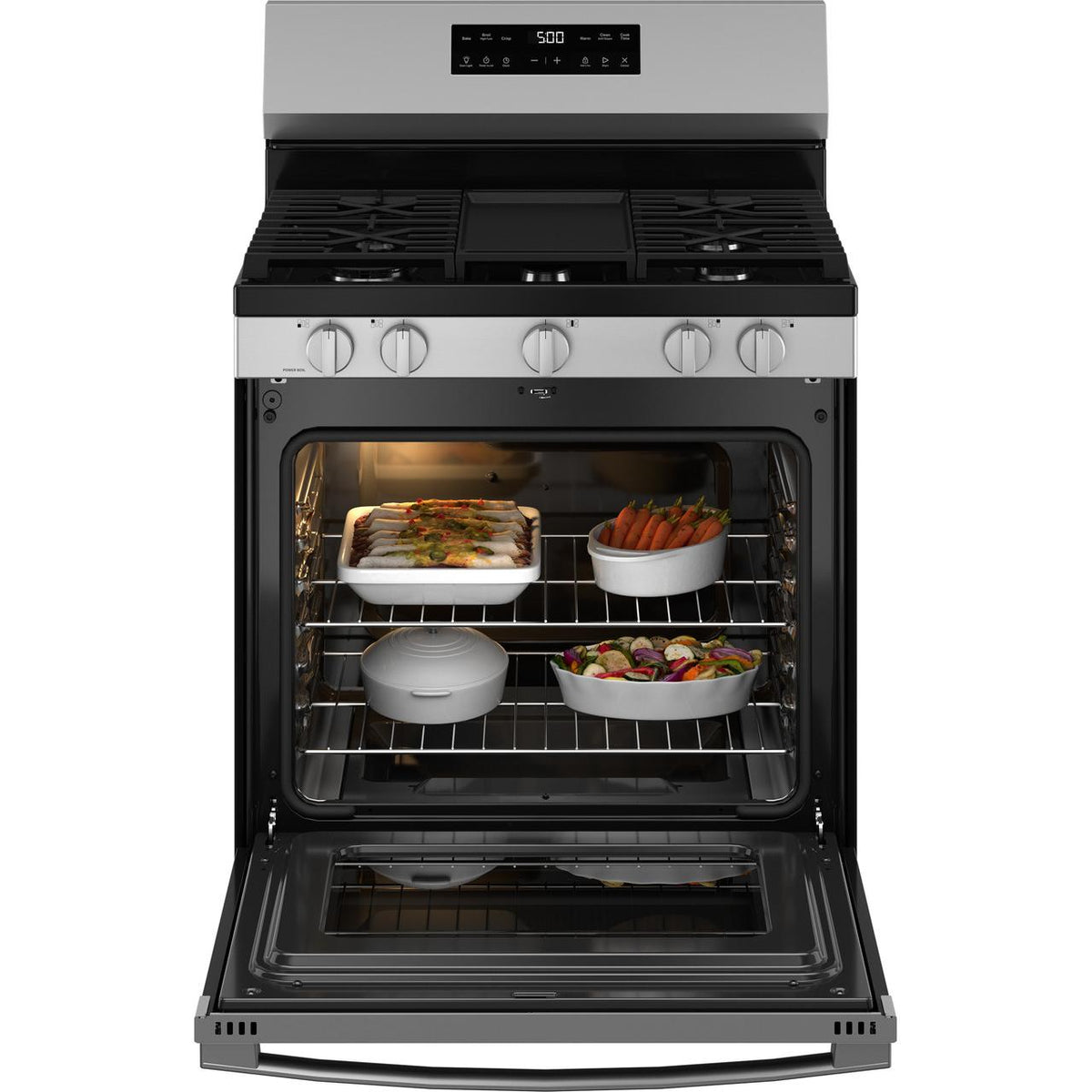  GE 30-inch Freestanding Gas Range with Center Oval Burner GGF500PVSS IMAGE 2