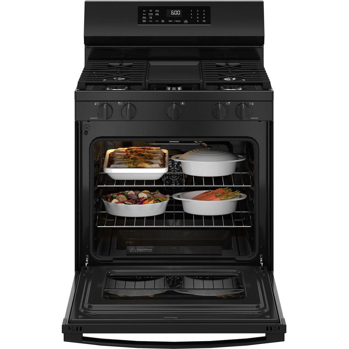  GE 30-inch Freestanding Gas Range with Convection Technology GGF600AVBB IMAGE 2