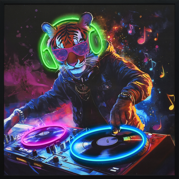 Neon Groove I Hand-embellished LED in Frame