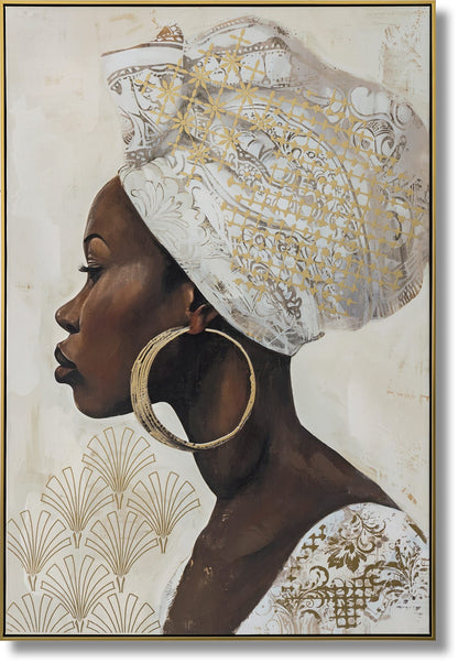 ''Golden Heirloom Profile'' Hand-painted Canvas in Frame