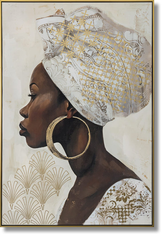 ''Golden Heirloom Profile'' Hand-painted Canvas in Frame