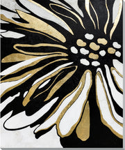 ''Metallic Gold Petal Splash'' Hand-painted Wrapped Canvas