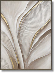 ''Sculpted Whisper Metallic Abstract'' Hand-painted Canvas in Frame