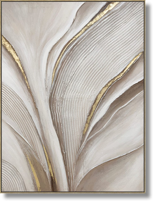 ''Sculpted Whisper Metallic Abstract'' Hand-painted Canvas in Frame