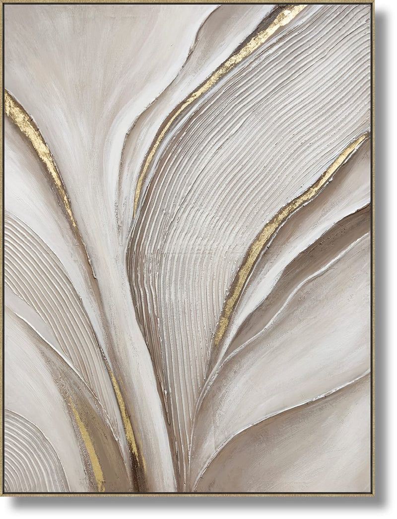 ''Sculpted Whisper Metallic Abstract'' Hand-painted Canvas in Frame
