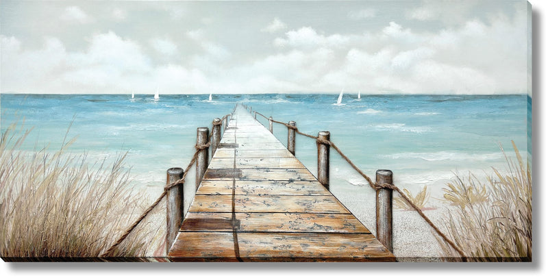 ''Tranquil Escape Pier'' Hand-painted 3D Canvas