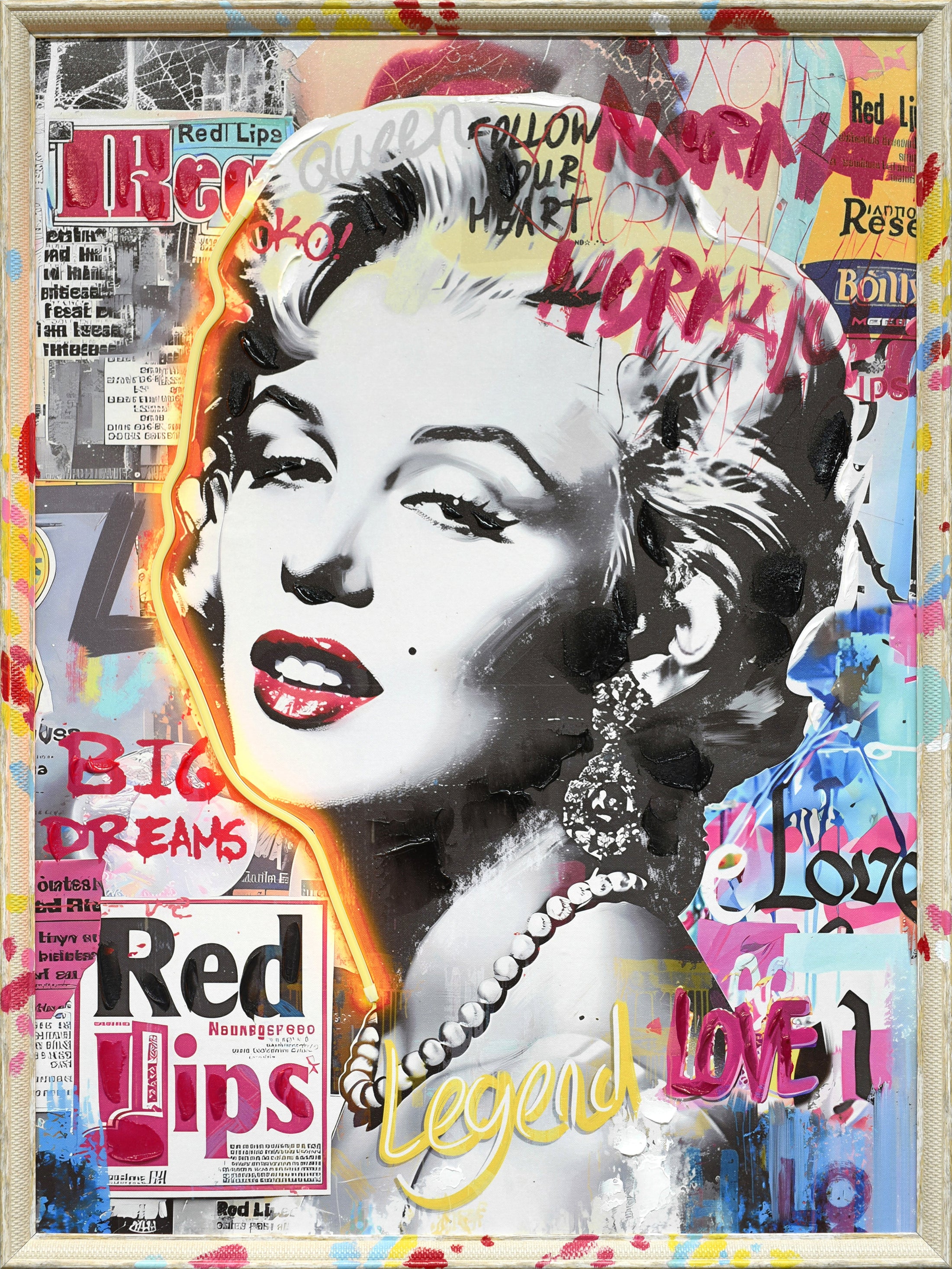 ''Neon Icon'' Hand-painted LED in Frame