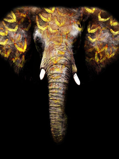 ''Gold Tribal Elephant'' Tempered Glass