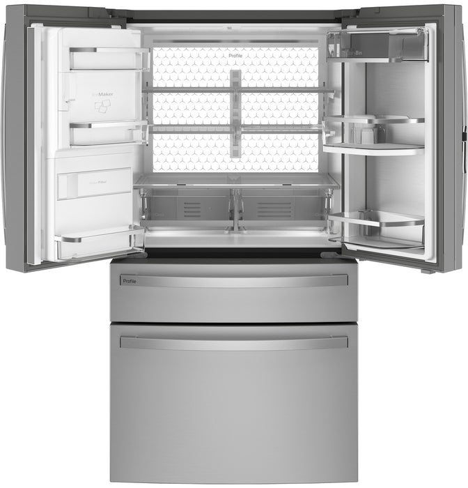 GE Profile™ 27,9 pies cúb. Pie. Refrigerador inteligente de puertas francesas de 4 puertas resistente a huellas dactilares con puerta en puerta