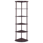 Bonwick 72-inch 5-shelf Corner Bookshelf Cappuccino