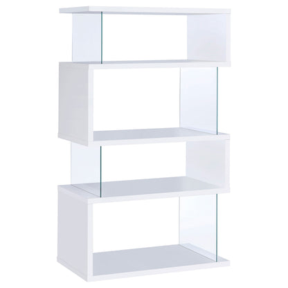 Emelle 63-inch 4-shelf Glass Panel Bookshelf Black