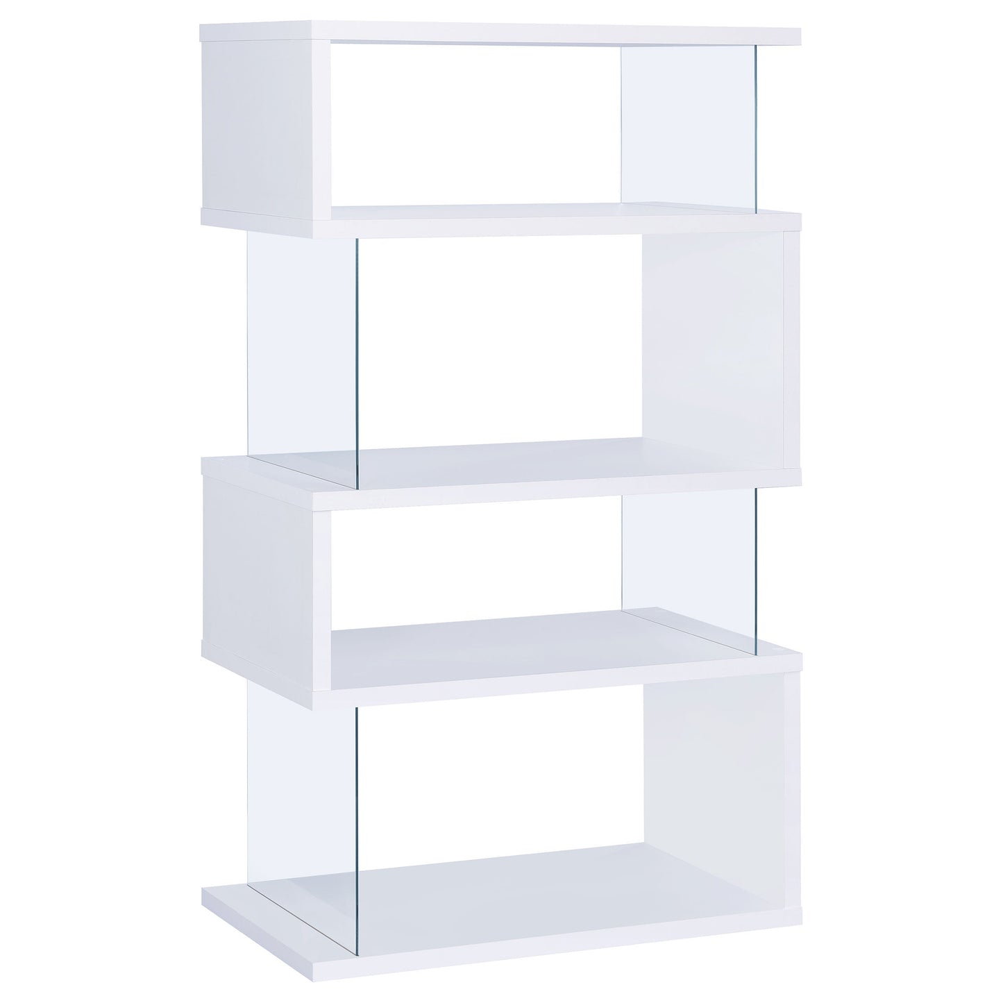 Emelle 63-inch 4-shelf Glass Panel Bookshelf Black