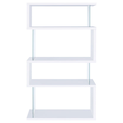 Emelle 63-inch 4-shelf Glass Panel Bookshelf Black