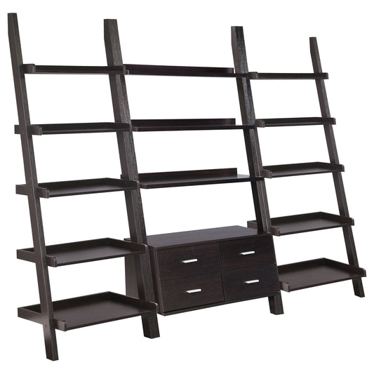 Colella Ladder Desk and Bookcase Set Cappuccino