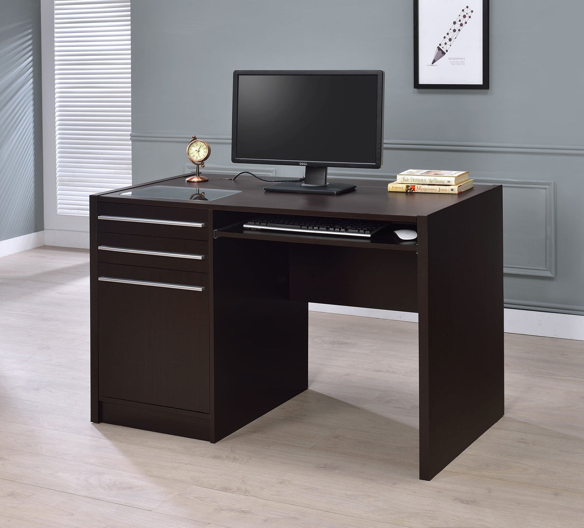 Escritorio de oficina Halston de 47 pulgadas con 2 cajones y gabinete color capuchino