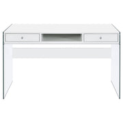 Escritorio Dobrev de 48 pulgadas con 2 cajones, blanco de alto brillo