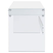 Escritorio Dobrev de 48 pulgadas con 2 cajones, blanco de alto brillo