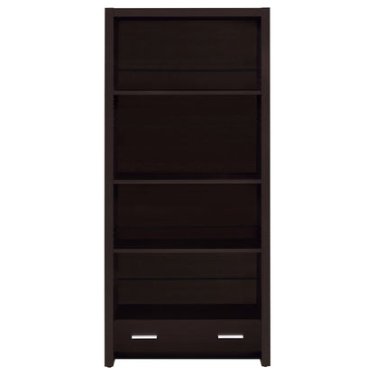 Skylar 71-inch 5-shelf Bookcase with Drawer Cappuccino