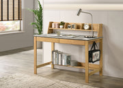 Besler 47-inch SmartTop™ Writing Desk with Shelf Cement and Natural