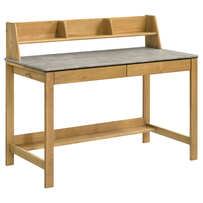 Besler 47-inch SmartTop™ Writing Desk with Shelf Cement and Natural