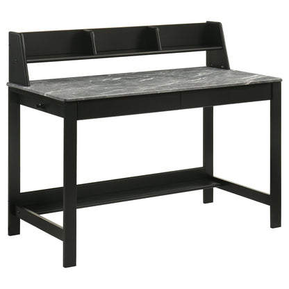 Besler 47-inch SmartTop™ Writing Desk with Shelf Grey Stone and Black