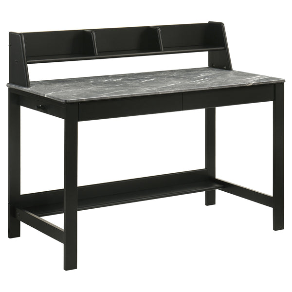 Besler 47-inch SmartTop™ Writing Desk with Shelf Grey Stone and Black