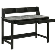 Besler 47-inch SmartTop™ Writing Desk with Shelf Grey Stone and Black