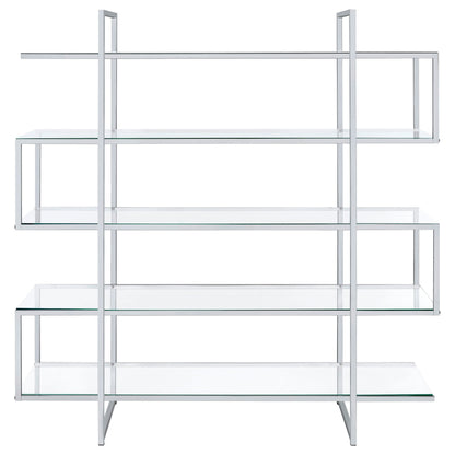 Elmer 63-inch 5-shelf Bookshelf Clear and Chrome