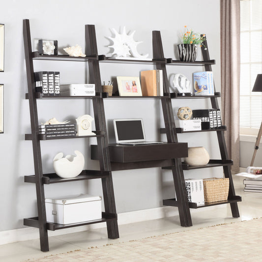 Colella Ladder Desk and Bookcase Set Cappuccino