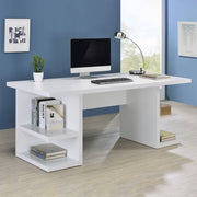 Escritorio Alice de madera de ingeniería de 71 pulgadas y 4 estantes, color blanco