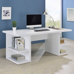 Escritorio Alice de madera de ingeniería de 71 pulgadas y 4 estantes, color blanco
