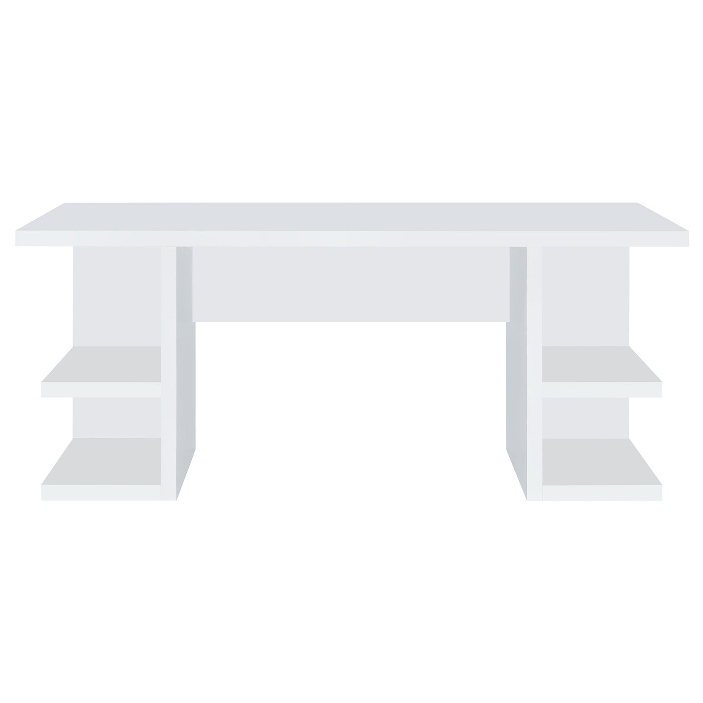 Escritorio Alice de madera de ingeniería de 71 pulgadas y 4 estantes, color blanco