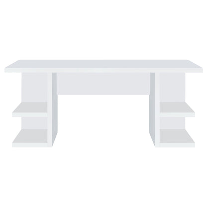 Escritorio Alice de madera de ingeniería de 71 pulgadas y 4 estantes, color blanco