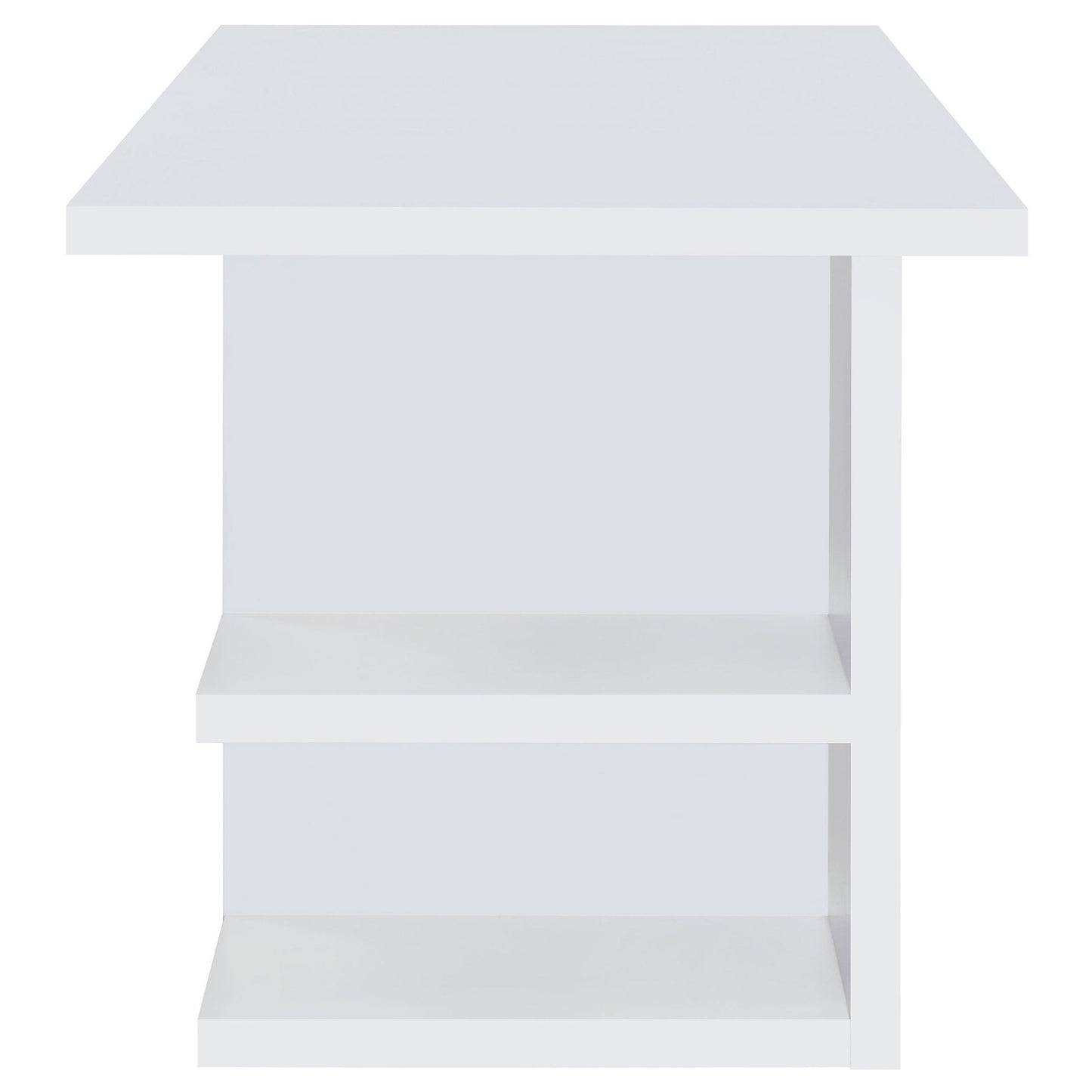 Escritorio Alice de madera de ingeniería de 71 pulgadas y 4 estantes, color blanco