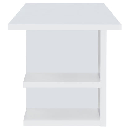 Escritorio Alice de madera de ingeniería de 71 pulgadas y 4 estantes, color blanco