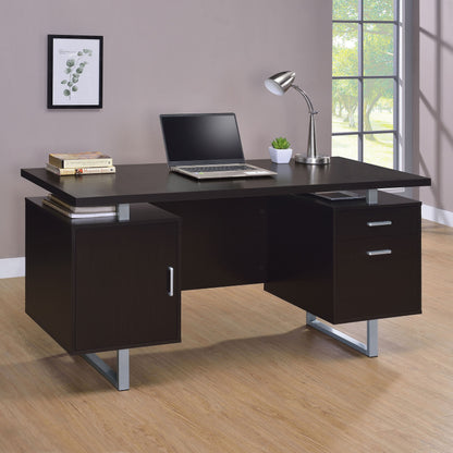 Lawtey 60-inch 2-drawer Computer Desk White High Gloss